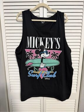 Disney black Mickey Mouse surf club tank top